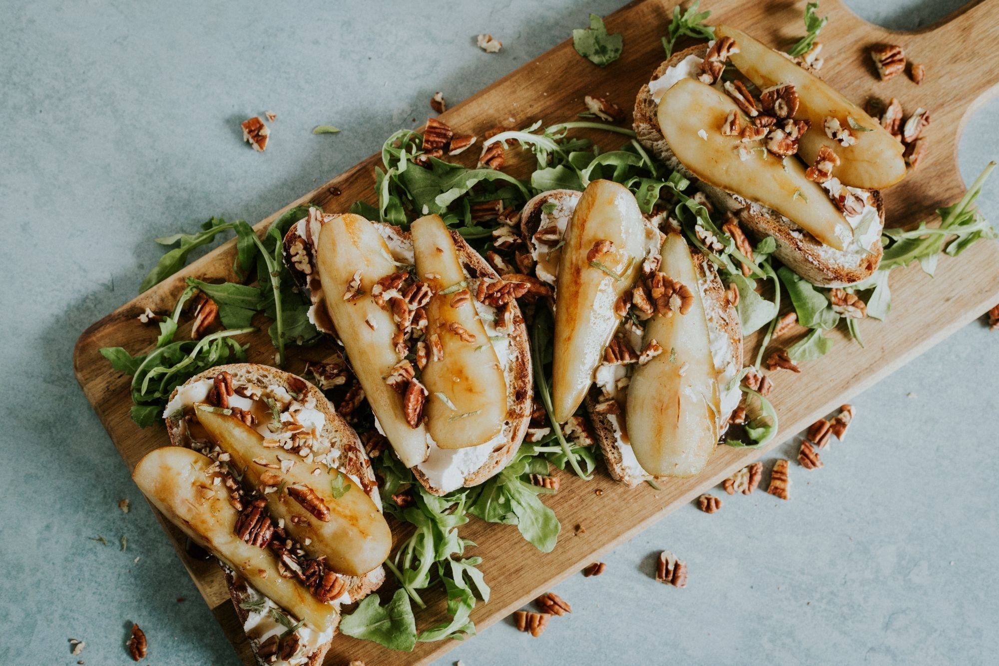 Goat's Cheese Tartines With Honeyed Pears Recipe from Greendale