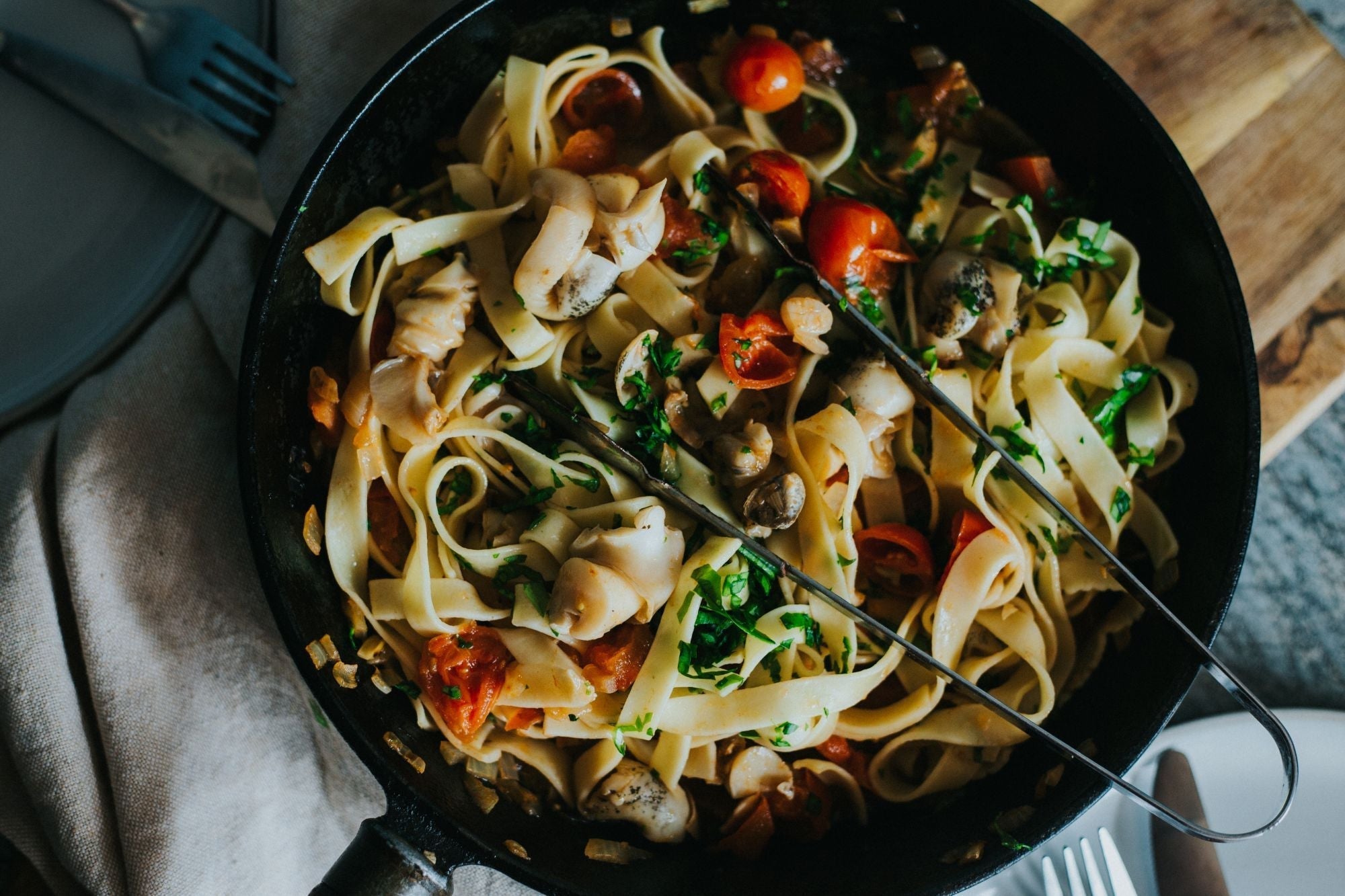 Pasta With Whelks, Fresh Tomatoes & Parsley