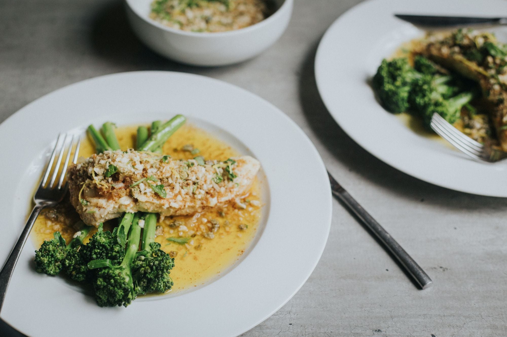 Brown Butter Halibut with Caper Crumbs
