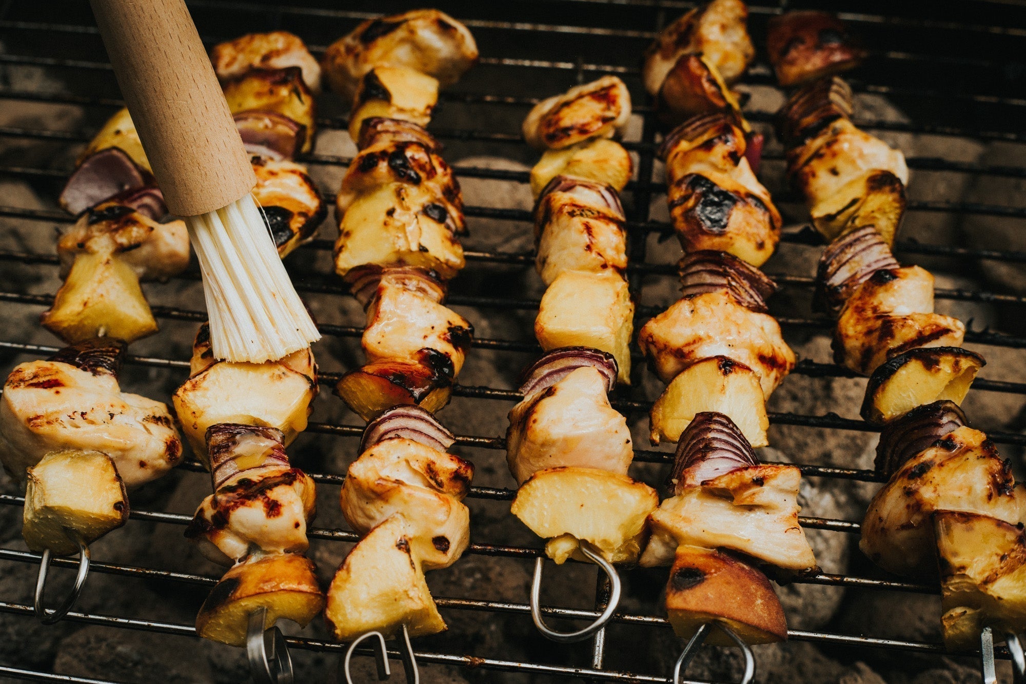 Chicken & Peach Kebabs with Honey Glaze