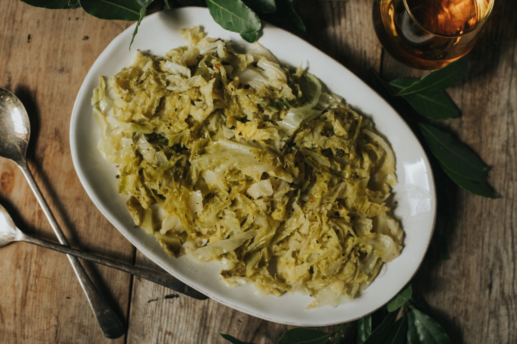 Cider & Bay Braised Cabbage