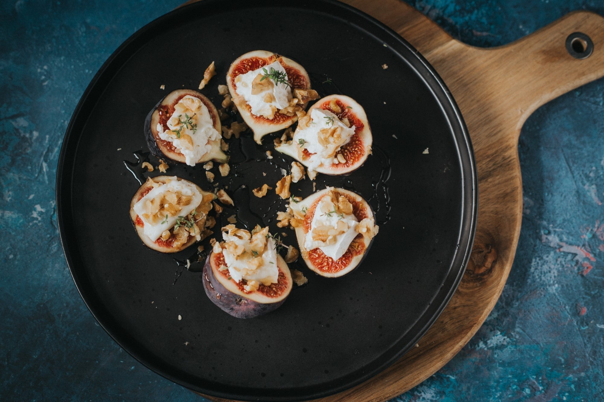 Figs With Goats Cheese, Walnuts & Honey