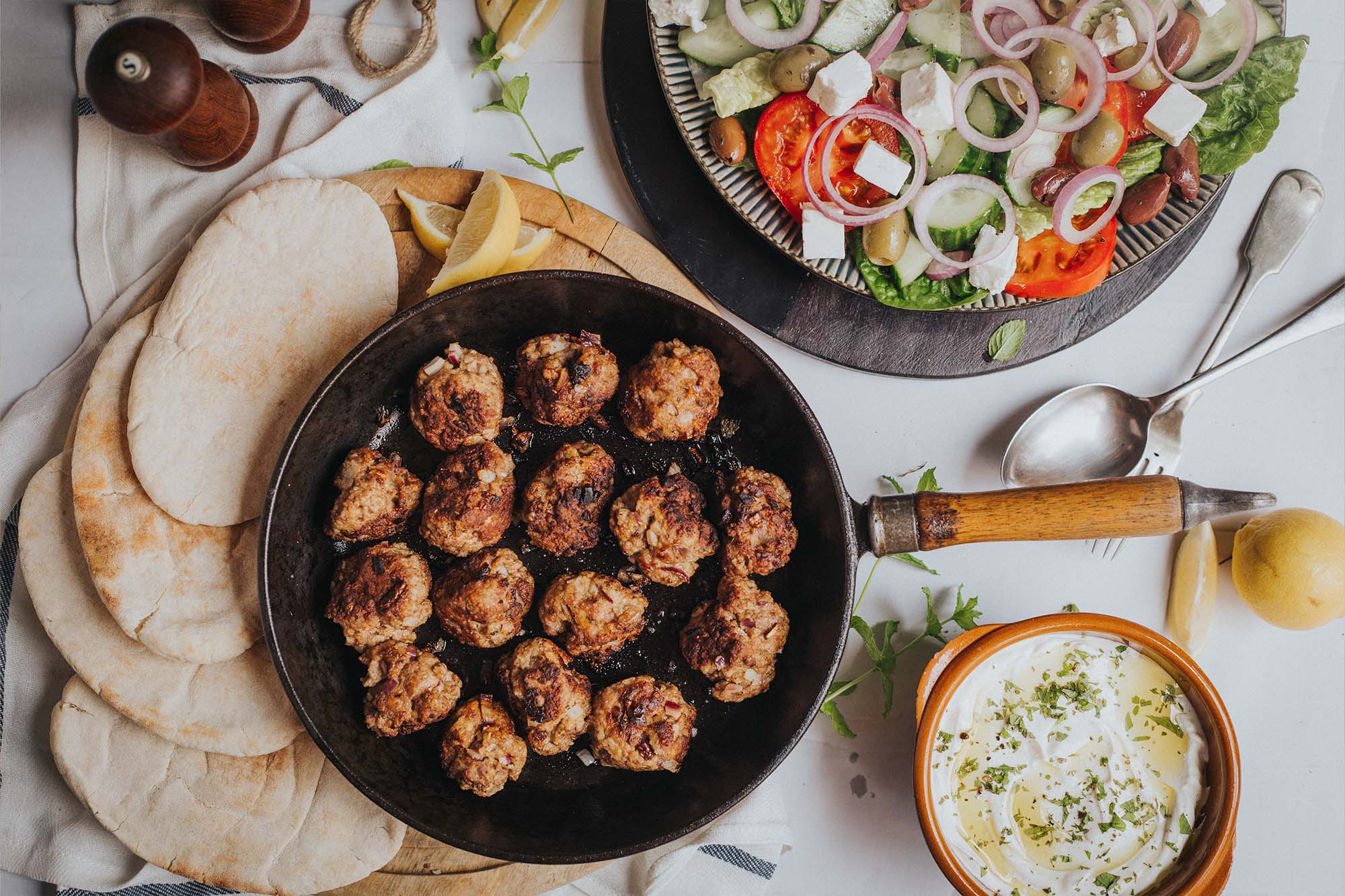 Greek-Style Meatball Salad