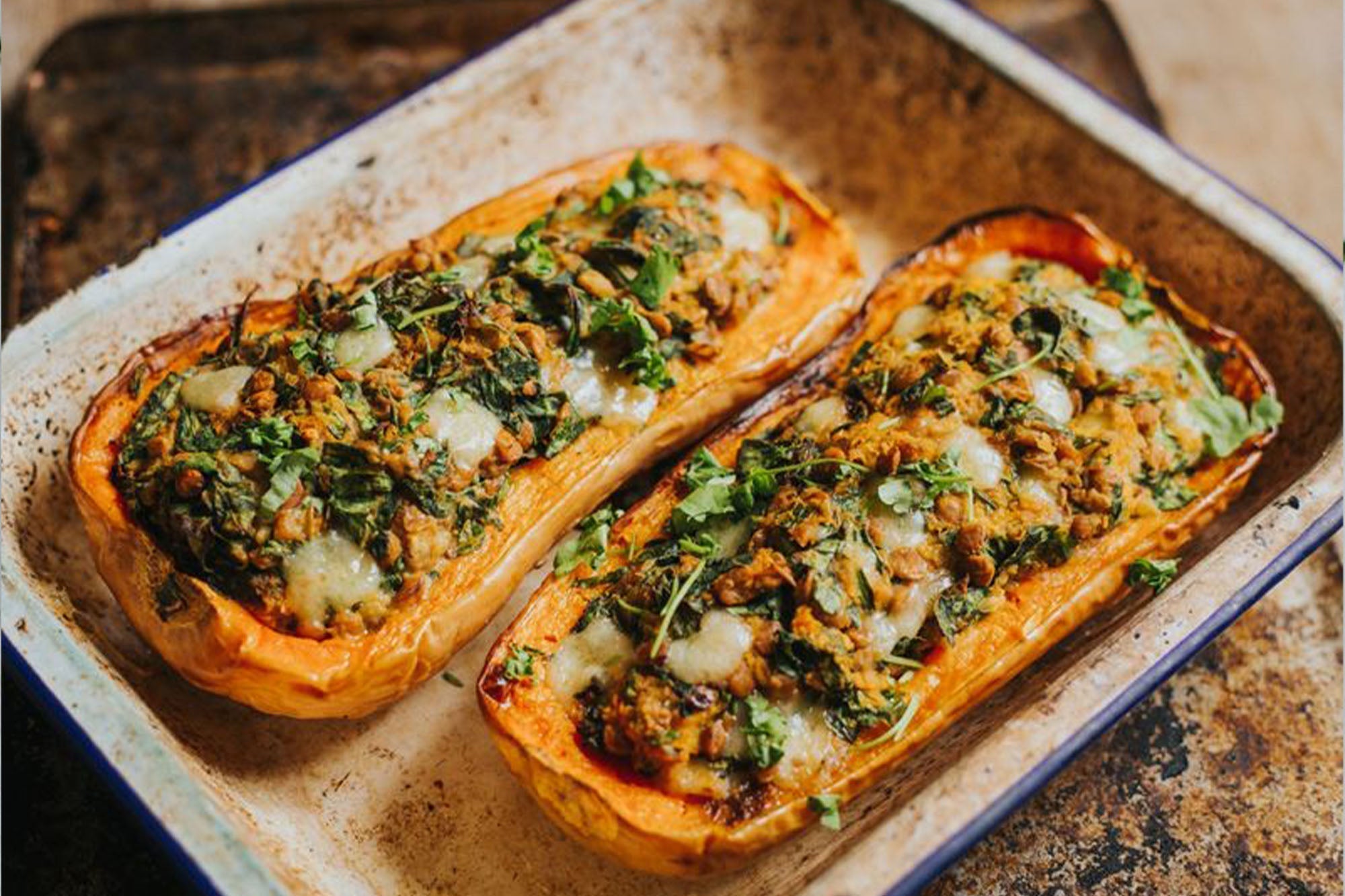Lentil & Sharpham Stuffed Squash Recipe