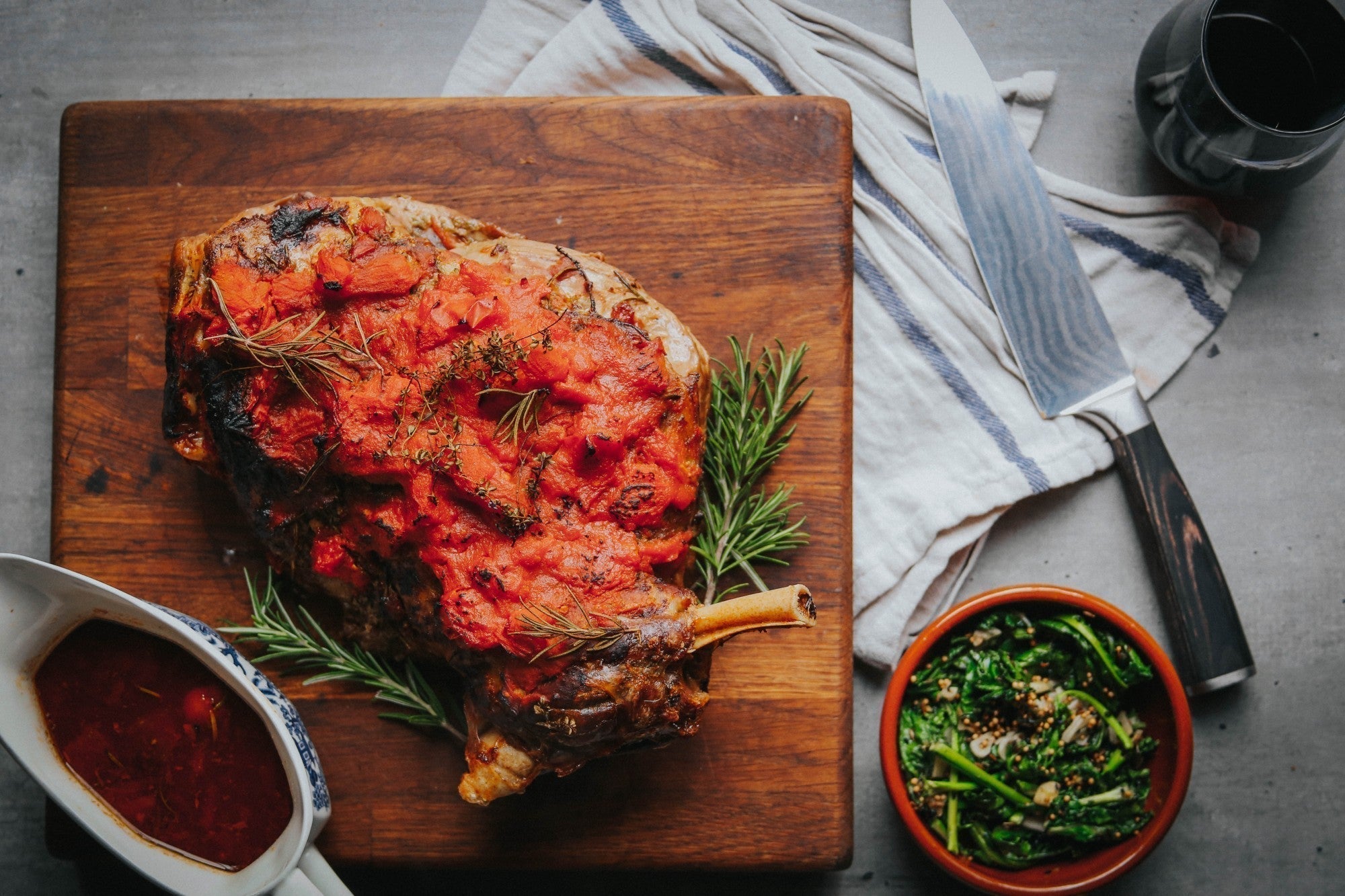 Roast Shoulder of Lamb with Tomato Sauce