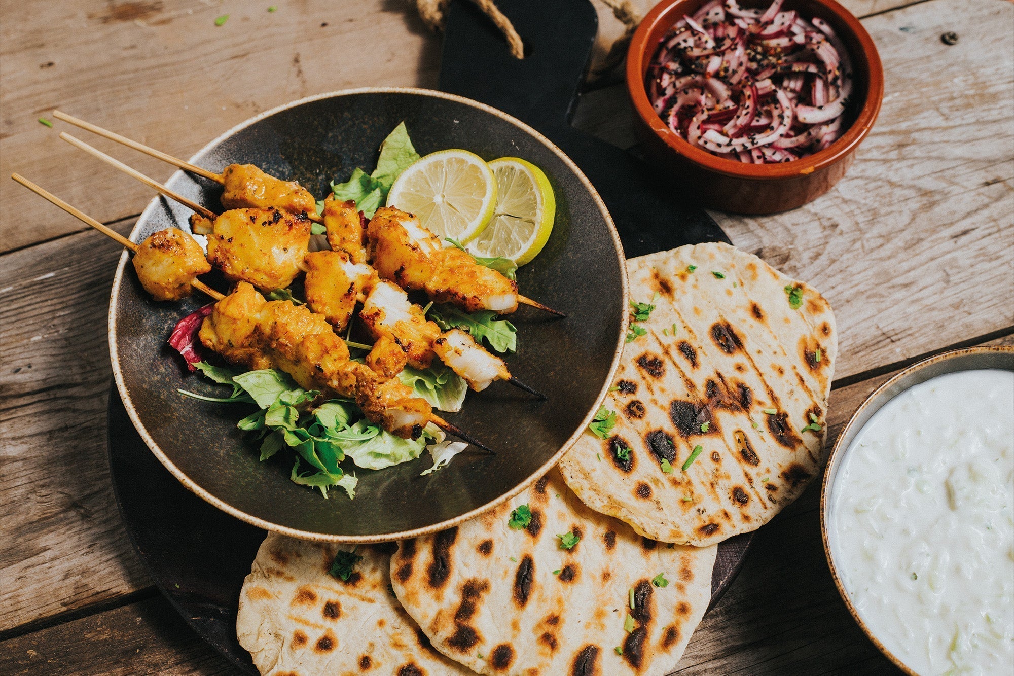 White Fish Shawarma With Quick Onion Pickle Recipe