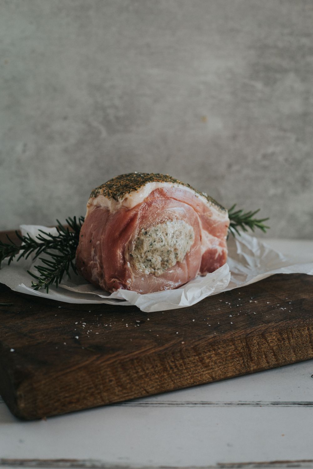 Stuffed Pork Loin Joint with Herb Crust and Sage & Onion Stuffing