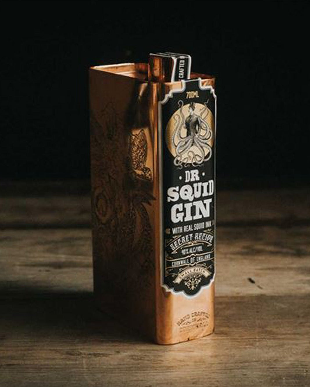 A bottle of Dr Squid Gin.