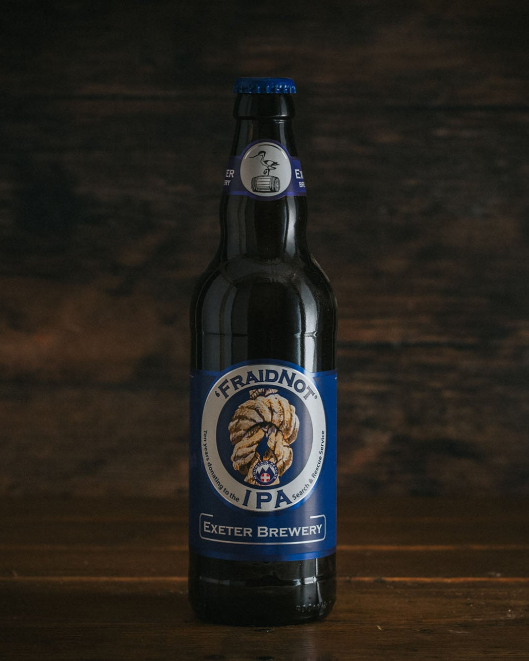 A 500ml bottle of Exeter Brewery Fraid Not.