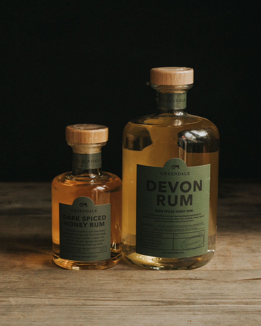 A bottle of Greendale Spiced Honey Rum.