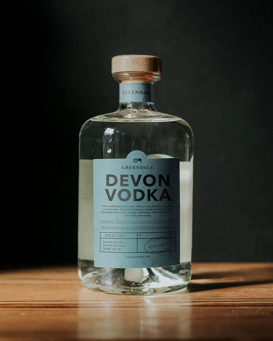 A bottle of Greendale Vodka.