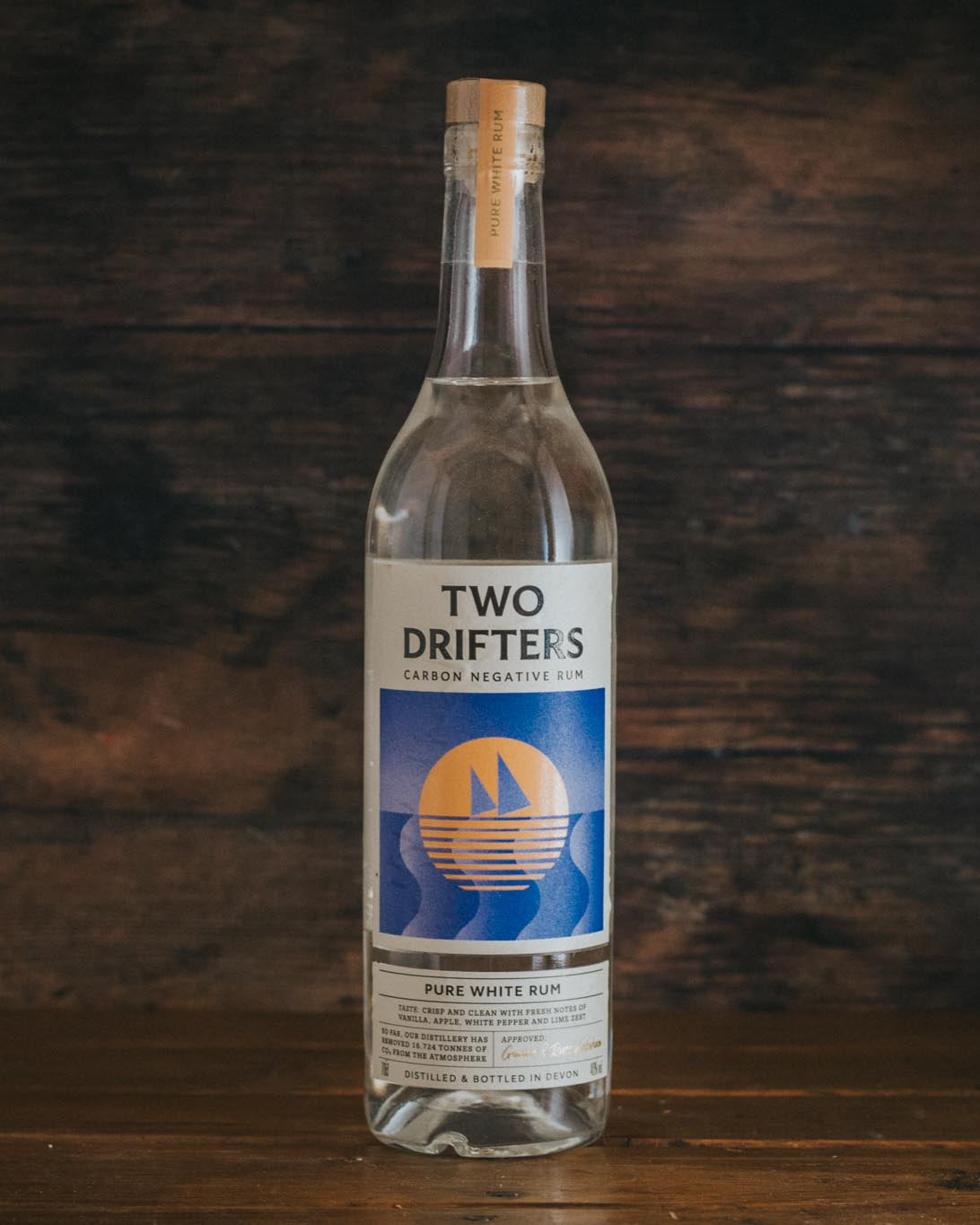 A 70cl bottle of Two Drifters White Rum.