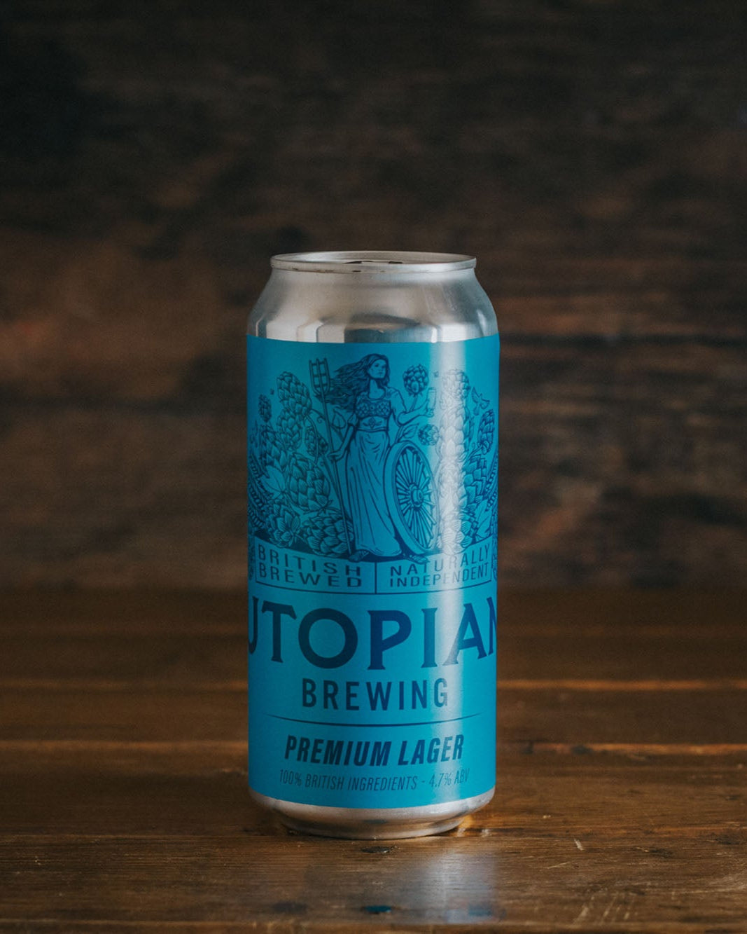 A 440ml can of Utopian Premium British Lager.