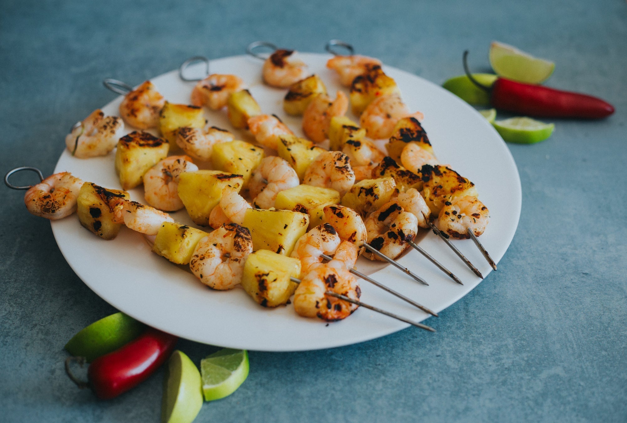 Grilled Crevette & Pineapple Skewers