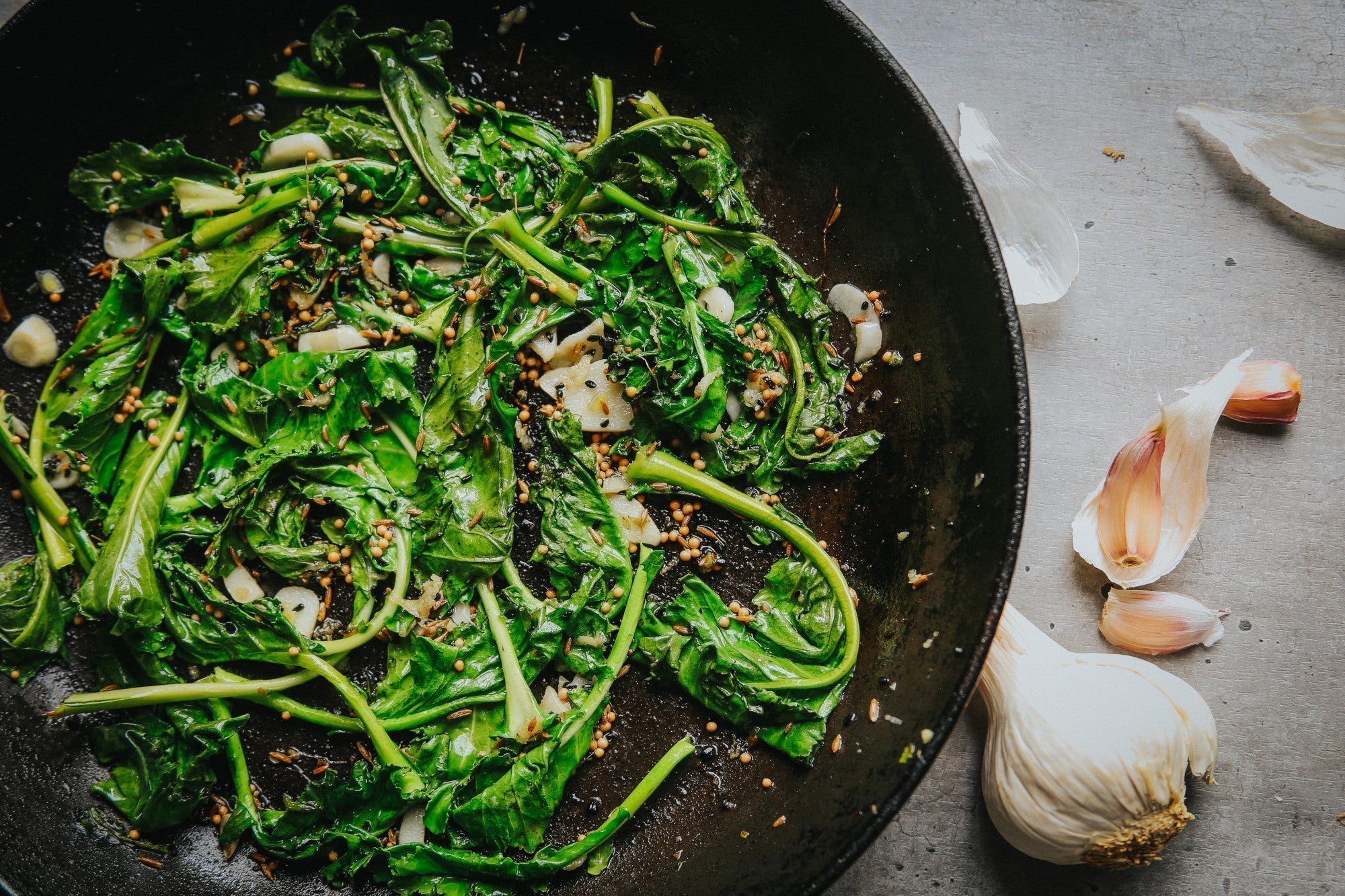 Spicy Pan-Fried Spring Greens
