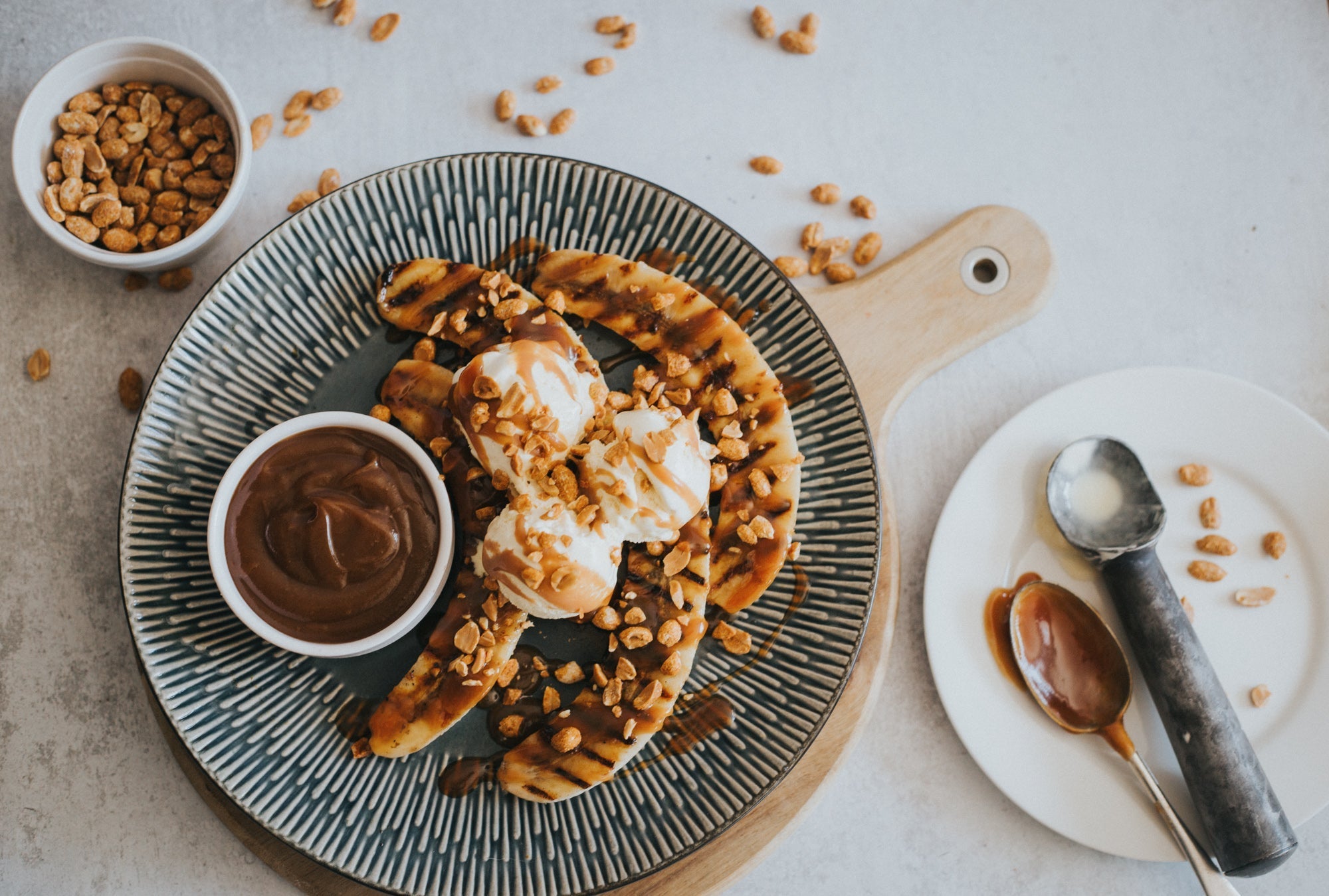 Grilled Bananas with Greendale Honey Rum Caramel Sauce