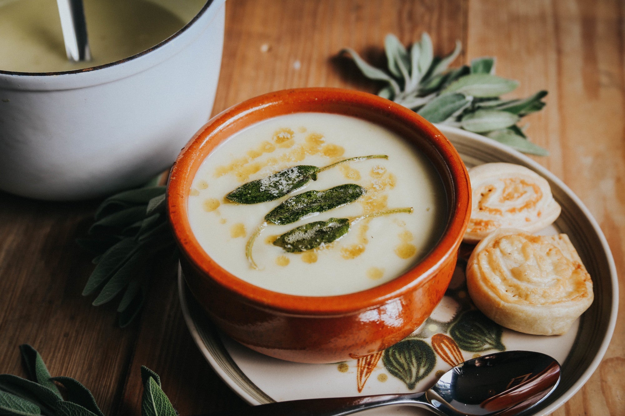 Cauliflower Soup with Crispy Sage Leaves
