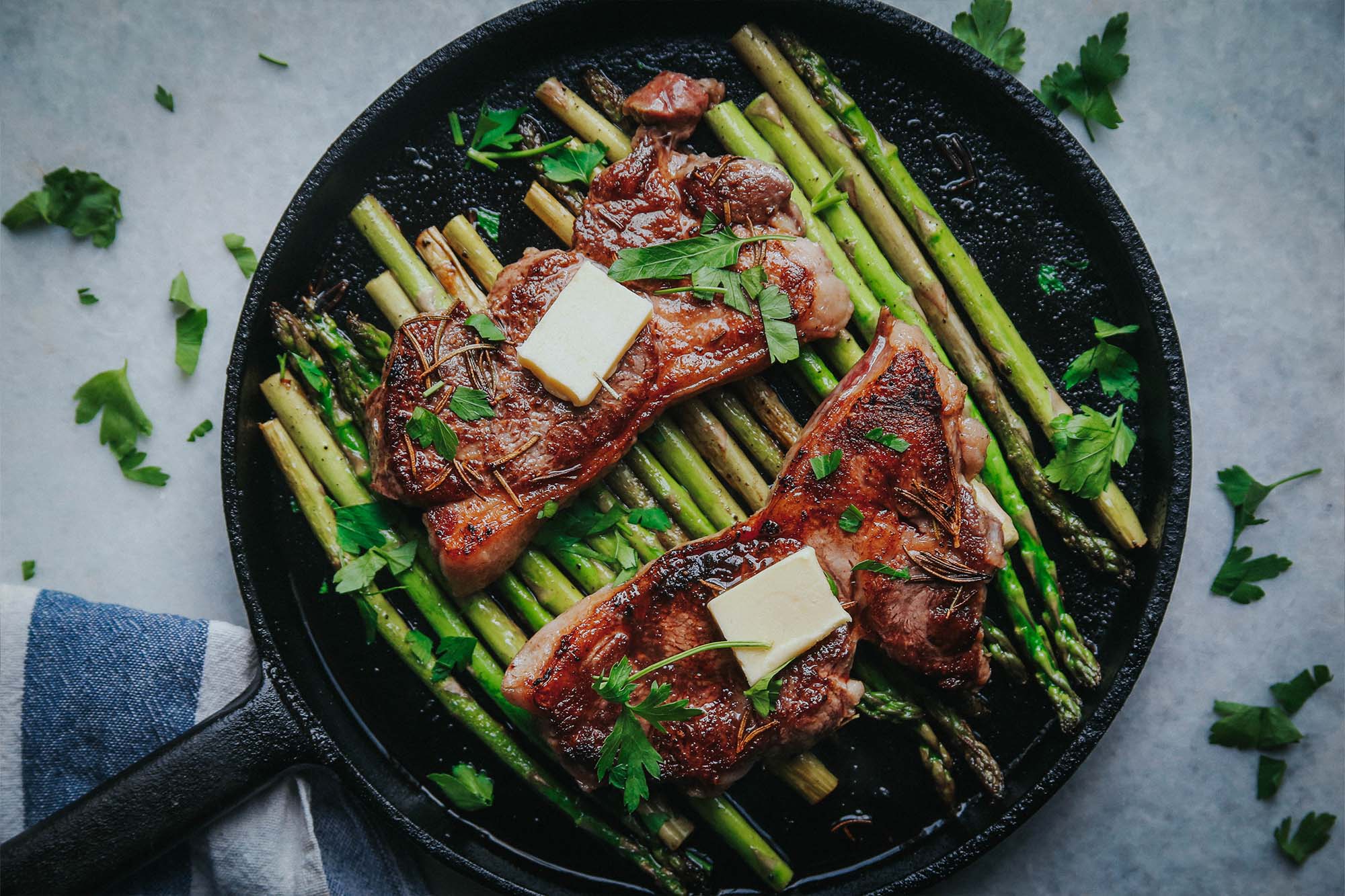 Lamb Steak, Rosemary Butter & Asparagus