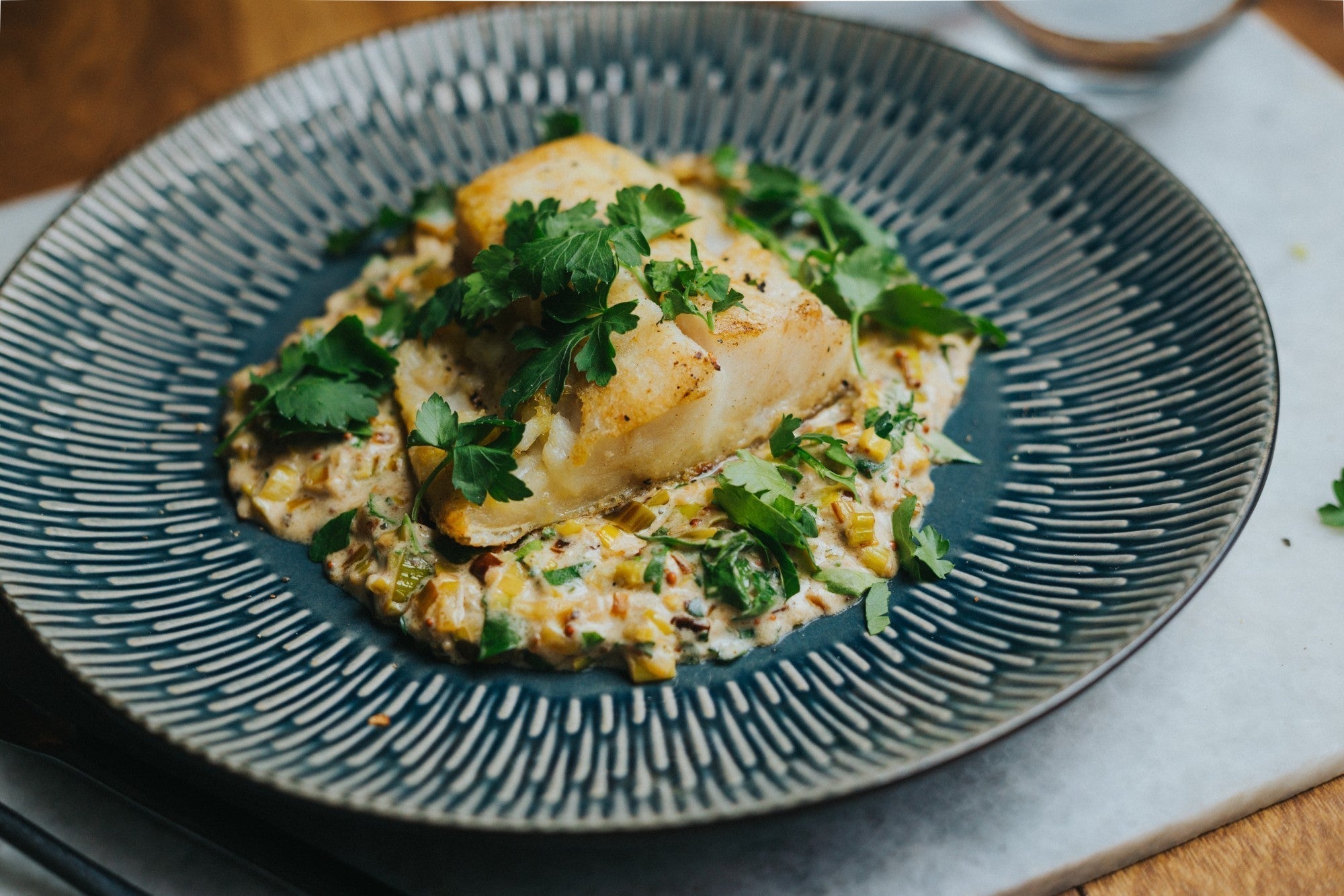 Pollock with Leeks & Soft Herbs