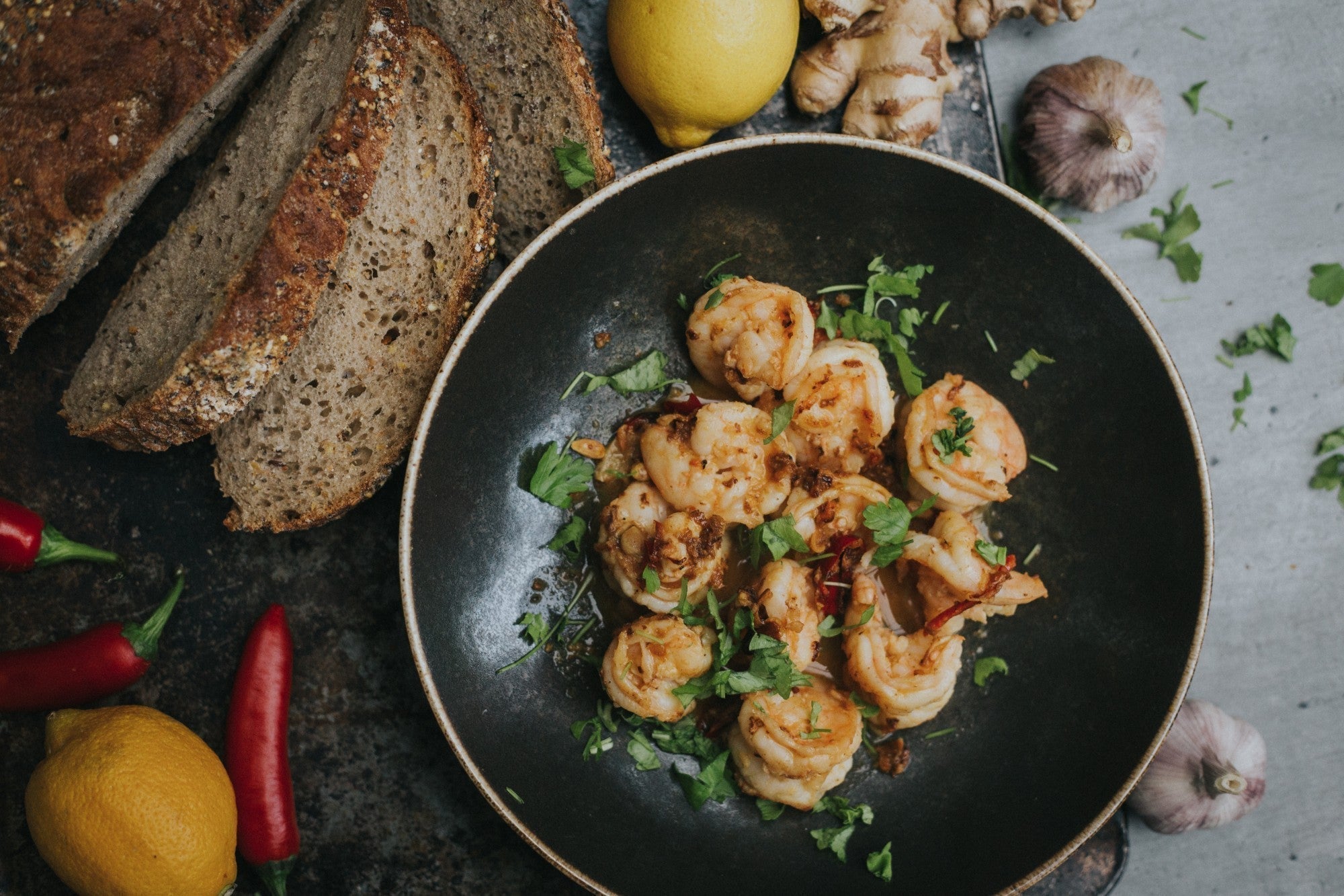 Quick King Prawns with Chilli, Lemon & Ginger