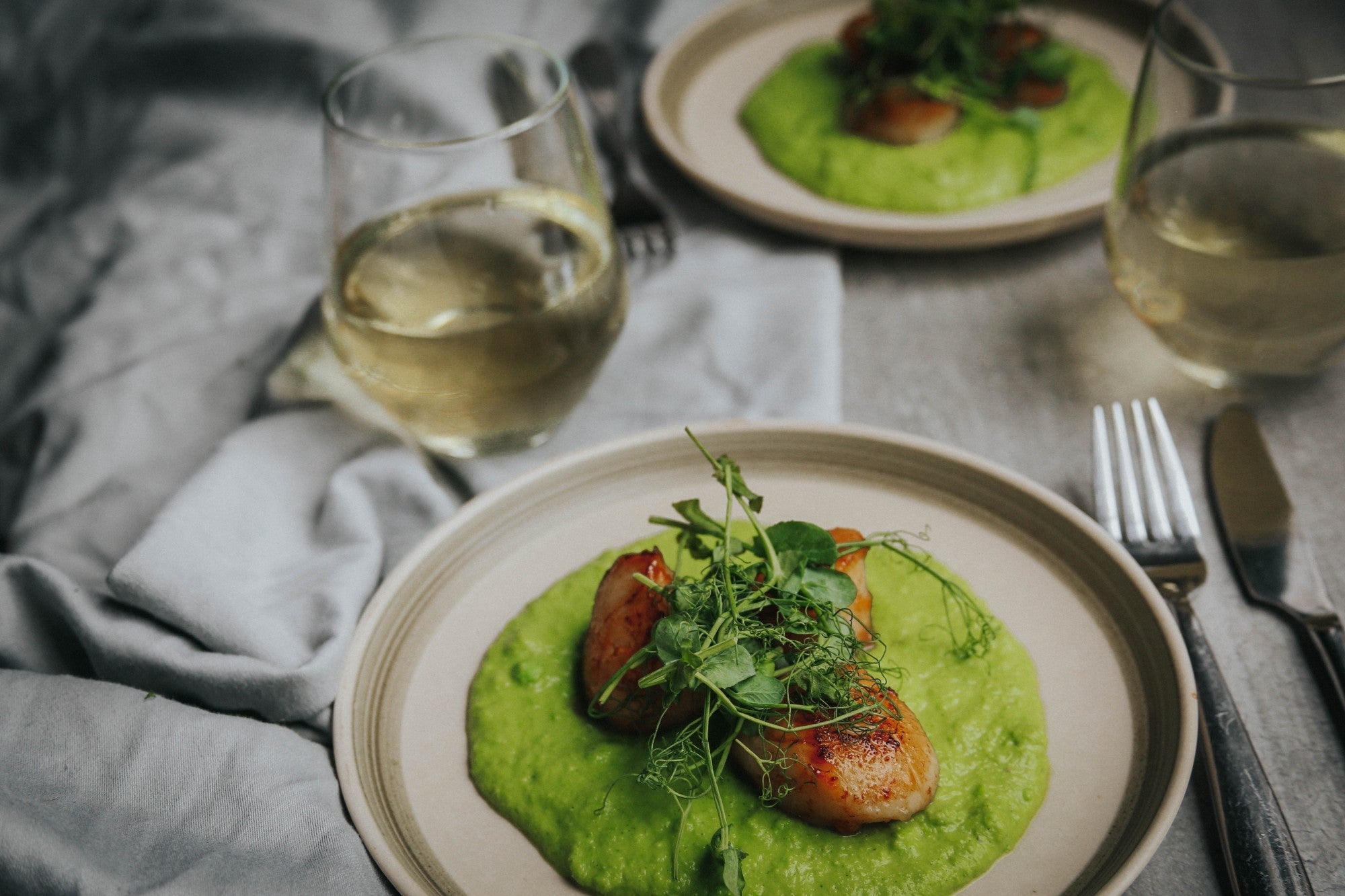 Scallops with Minted Peas Recipe