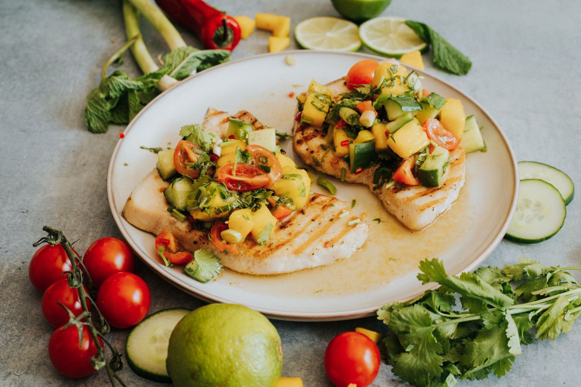 Swordfish Steaks with Fresh Mango Salsa