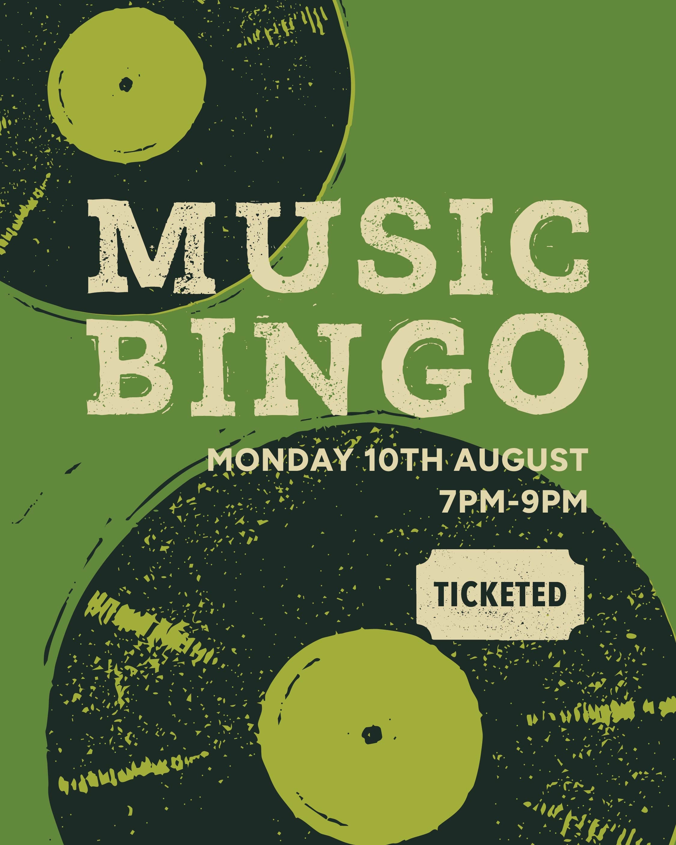 Music Bingo | Monday 10th August