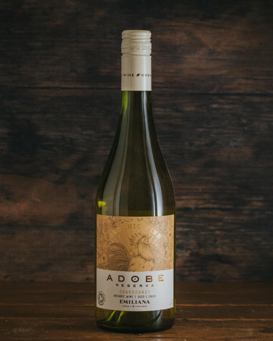A bottle of Adobe Reserva Chardonnay.