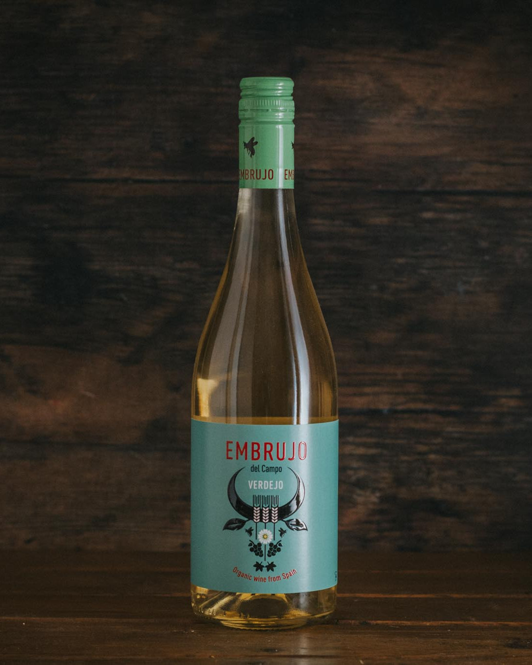 A bottle of Embrujo Verdejo Organic.