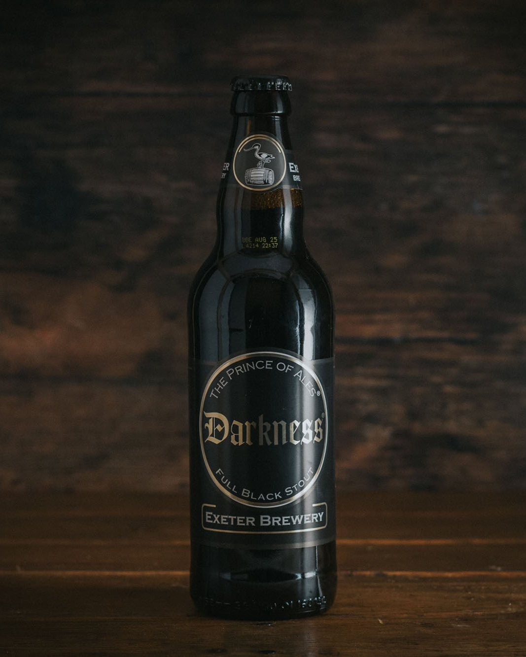 A 500ml bottle of Exeter Brewery Darkness Ale.