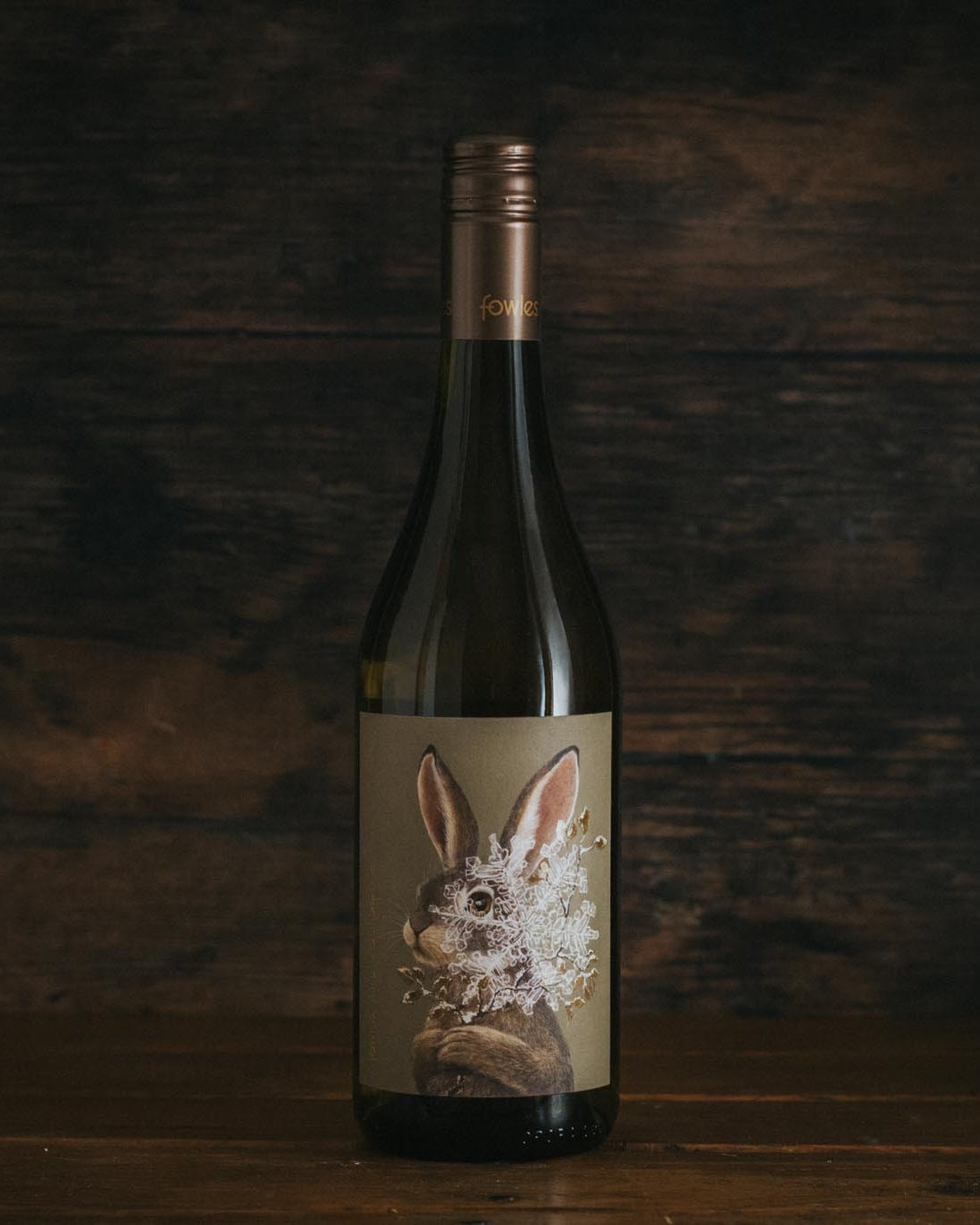 A bottle of Fowles Are You Game Chardonnay.