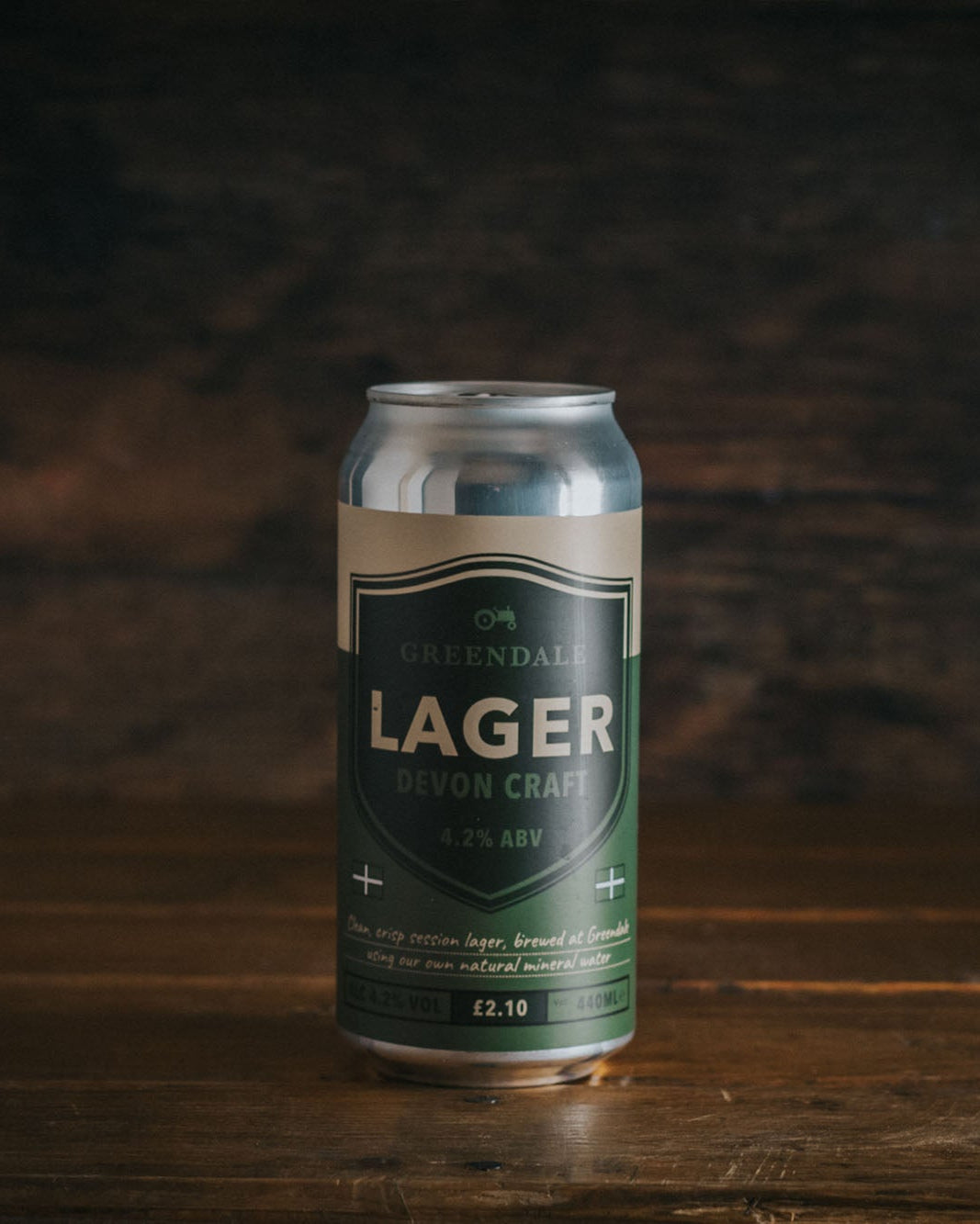 A 440ml can of Greendale Lager.