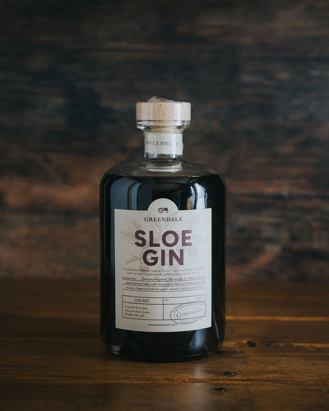 A bottle of Greendale Sloe Gin.