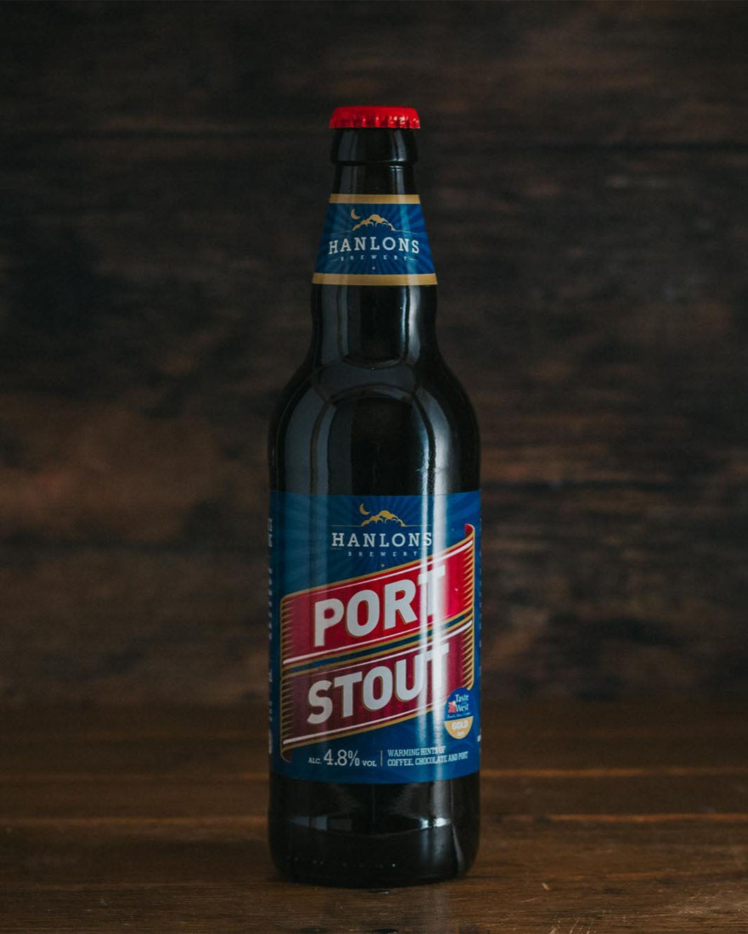 A 500ml bottle of Hanlons Port Stout.