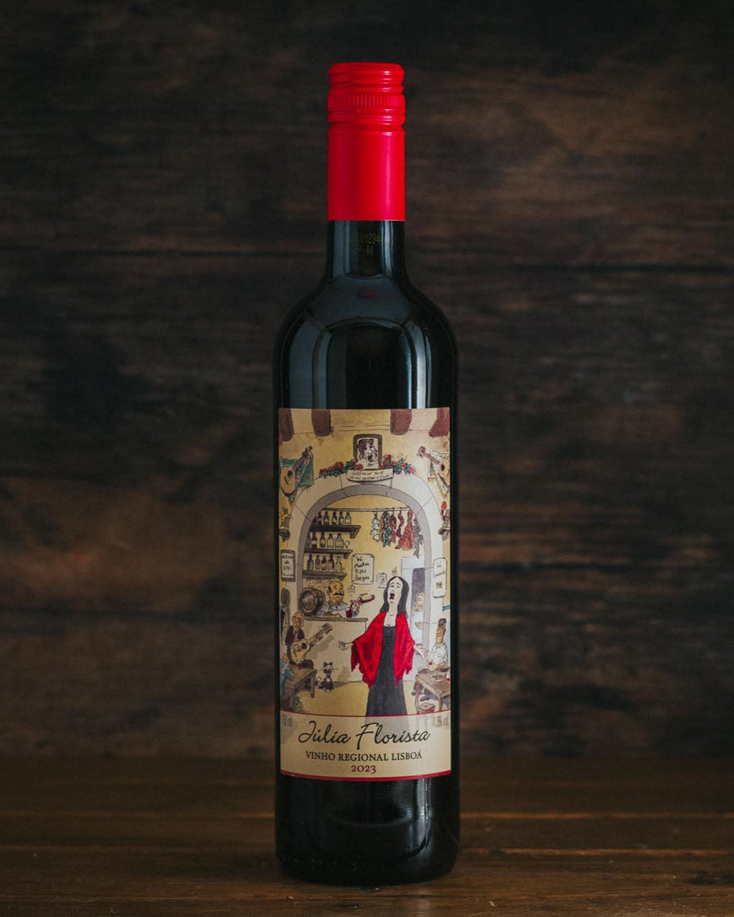 A bottle of Julia Florista Vinho Tinto.