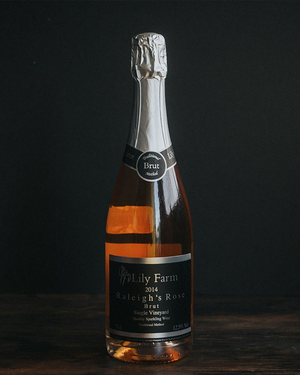 A bottle of Lily Farm Vineyard Raleigh's Rosé.
